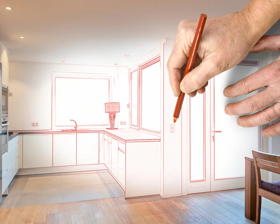 Boceto a mano de una casa a medida